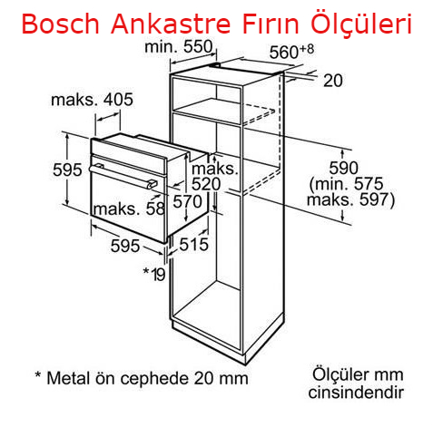 bosch ankastre fırın ölçüleri